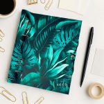 Türkiz Pálmalevél Mintás Egyedi Naptár 2025-2026