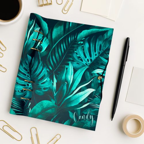 Türkiz Pálmalevél Mintás Egyedi Naptár 2025-2026