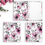 Pink Virágos Gyűrűs Határidőnapló Névvel - A5, B6, A6