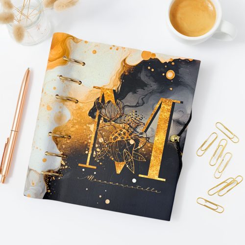 Egyedi Absztrakt Arany Monogramos Naptár - A5, B6, A6