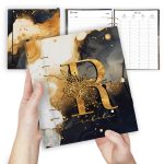 Egyedi Absztrakt Arany Monogramos Naptár - A5, B6, A6