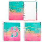 Pink-Türkiz Gyűrűs Naptár Monogrammal