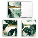 Zöld-arany levélmintás – egyedi gyűrűs naptár