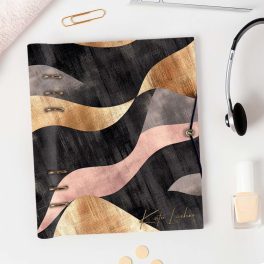   Black & Gold Waves – személyre szabott gyűrűs határidőnapló