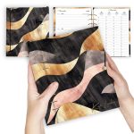 Black & Gold Waves – személyre szabott gyűrűs határidőnapló