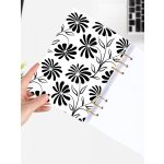 A5 Fekete-Fehér Virágos Gyűrűs Füzet